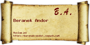 Beranek Andor névjegykártya